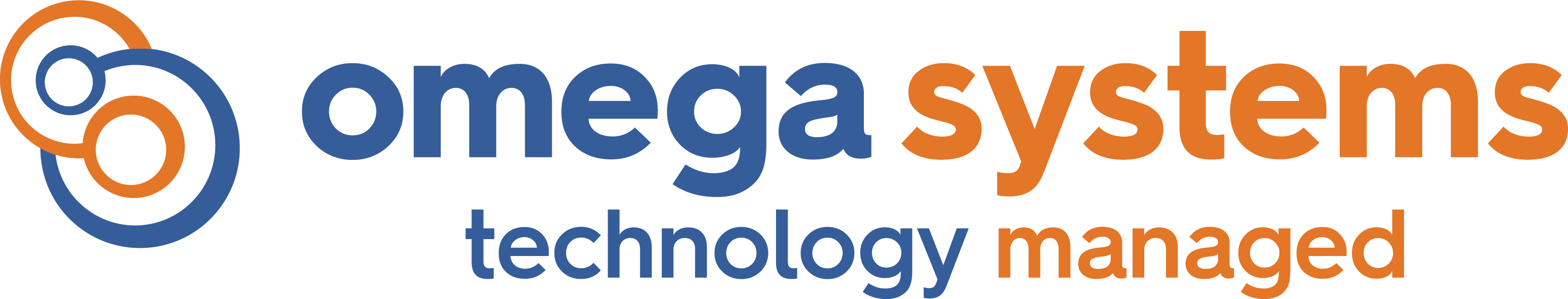Omega 2022 BLUE and ORANGE logo with tag